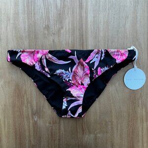 TORI PRAVER ISLA BOTTOM Women’s Black Tropical Floral Lined Bikini Bottoms sz L